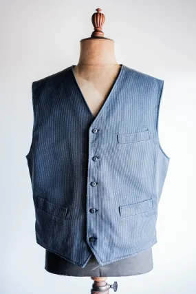 [~ 60's] French vintage gris coton piqué œuvre gilet