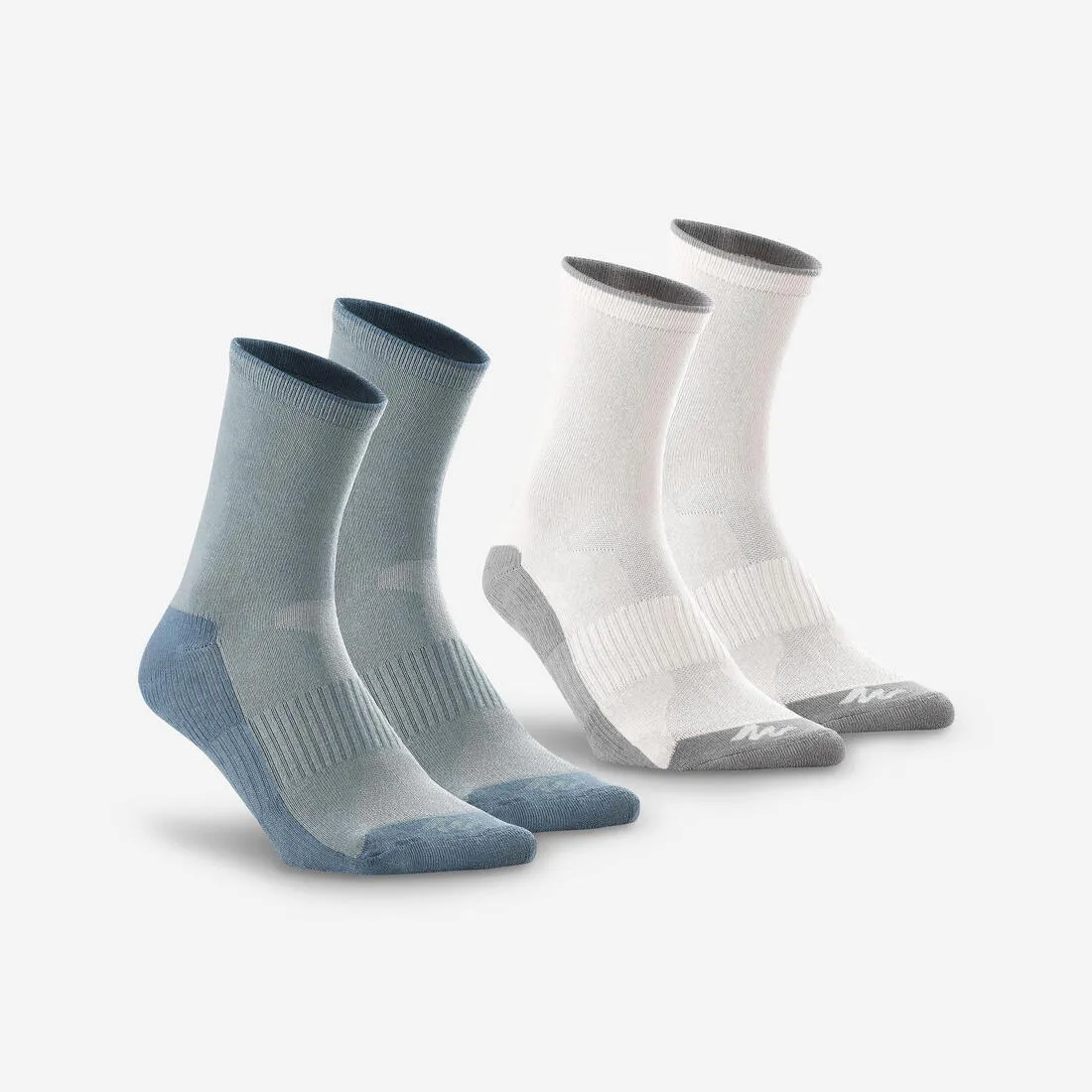 2 paires de chaussettes de randonnée tiges hautes enfant MH100 grises