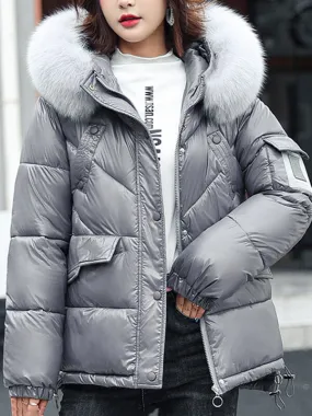 Airchics manteau avec poches coulisse taille fermeture éclair à capuche femme mode hiver