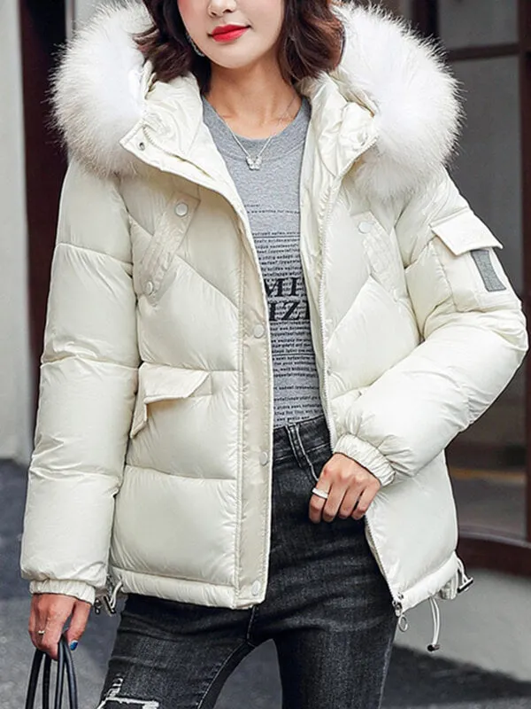 Airchics manteau avec poches coulisse taille fermeture éclair à capuche femme mode hiver