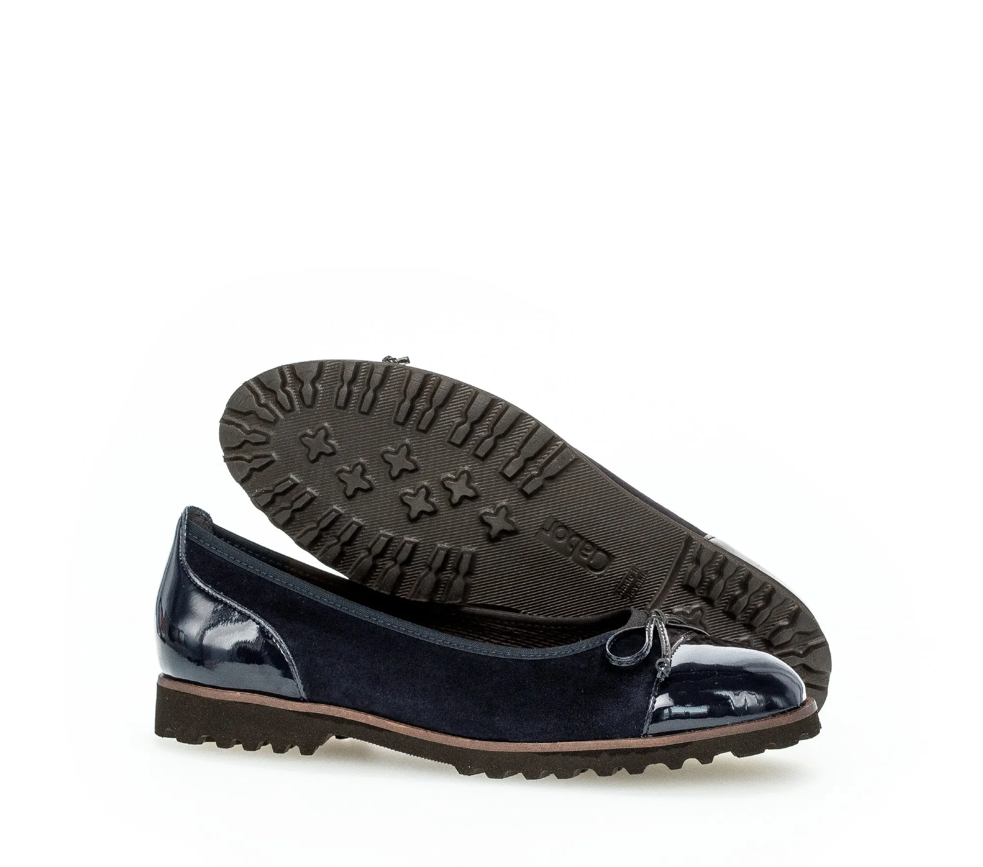 Ballerines marine en combinaison cuirs