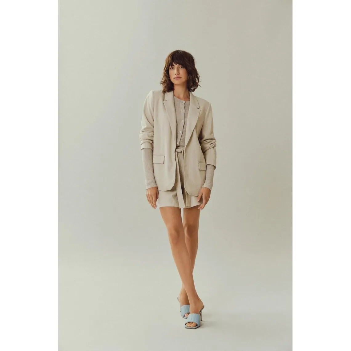 Blazer regular fit gris clair en lin | 3 Suisses