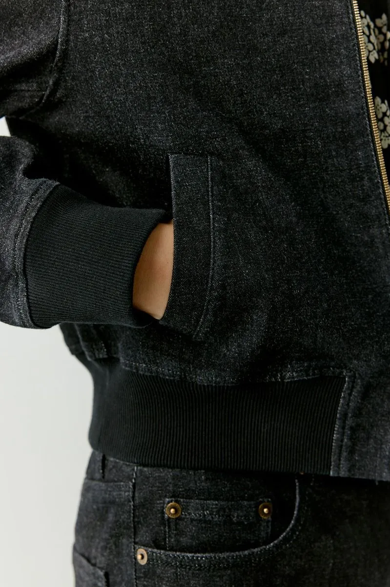 Blouson droit en denim stretch
