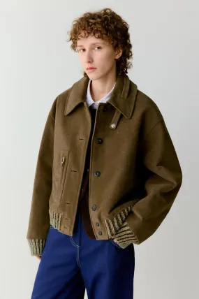 Blouson raccourci en moleskine de coton