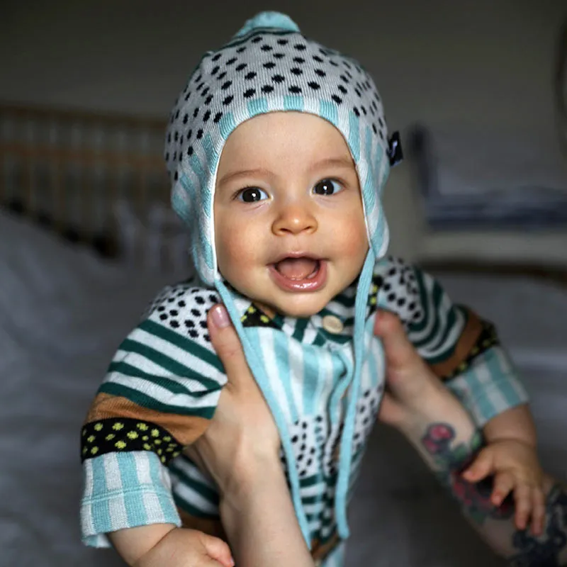 Bonnet bébé en laine mérinos - Moomin Yngst - Reima - Cool Green