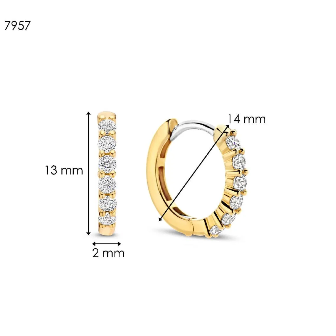 Boucles D\'Oreilles Ti Sento - 7957ZY  Argent Doré Anneaux Et Pavage | 3 Suisses