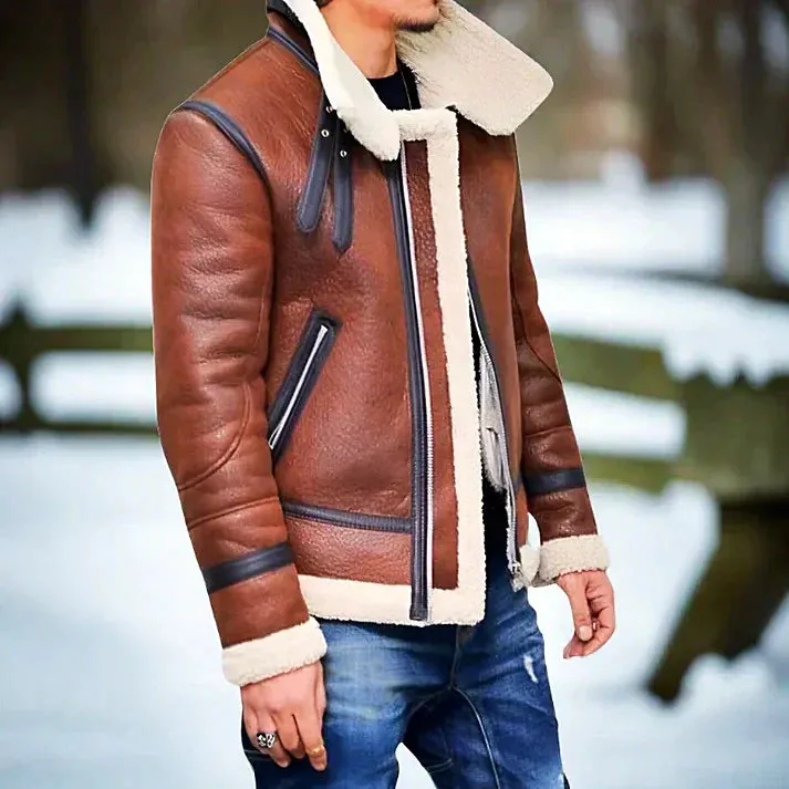 Camilo - Blouson d'hiver en cuir doublé pour homme
