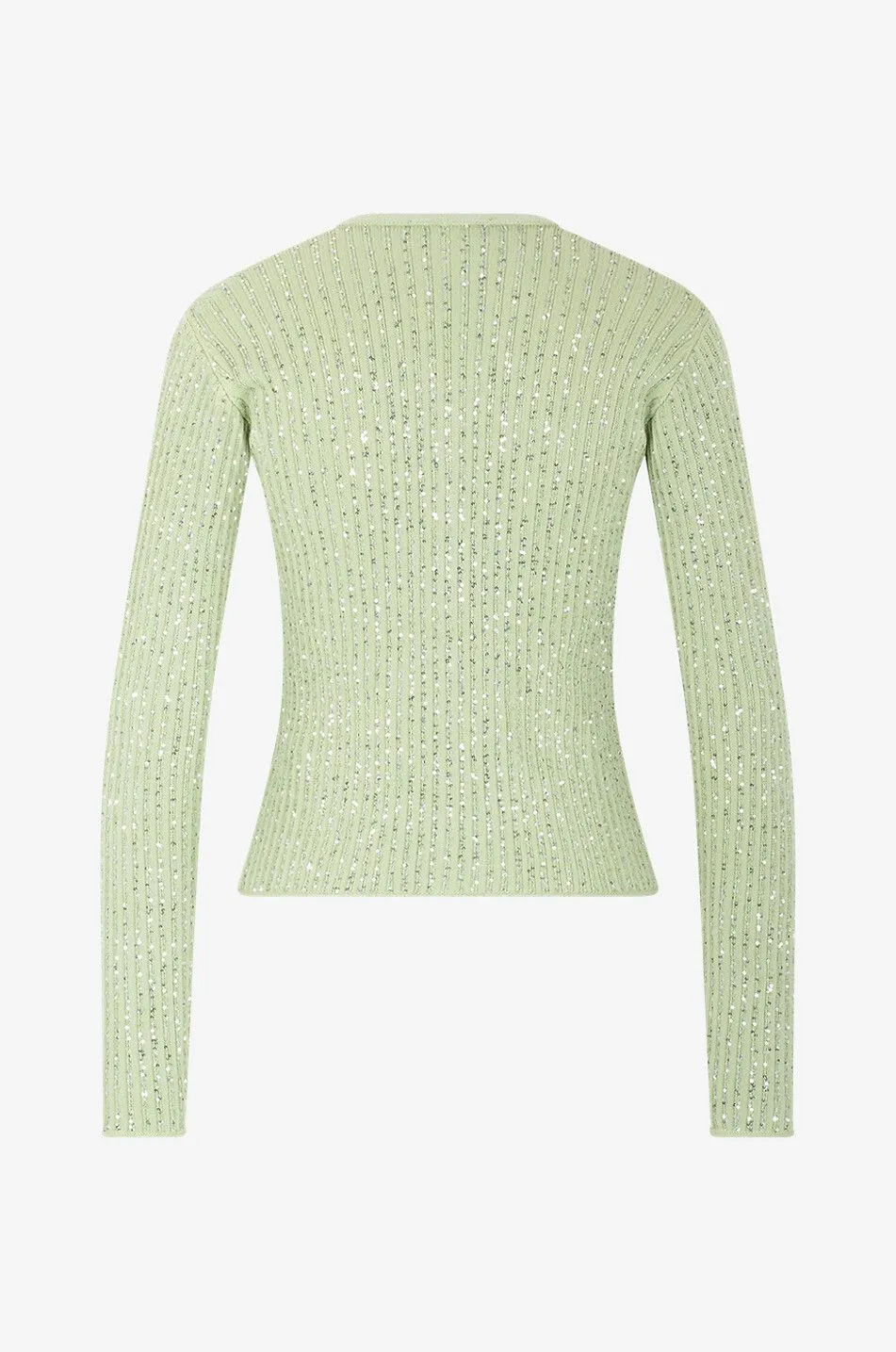 Cardigan ajusté côtelé en coton embelli de sequins
