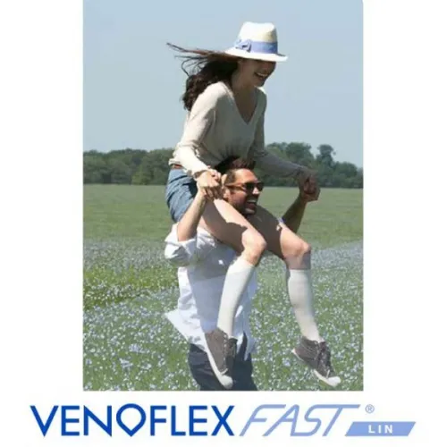 Chaussettes de contention femme FAST LIN Thuasne Enfilage ultra facile, spécial été, douceur lin, 2 coloris, Classe 2