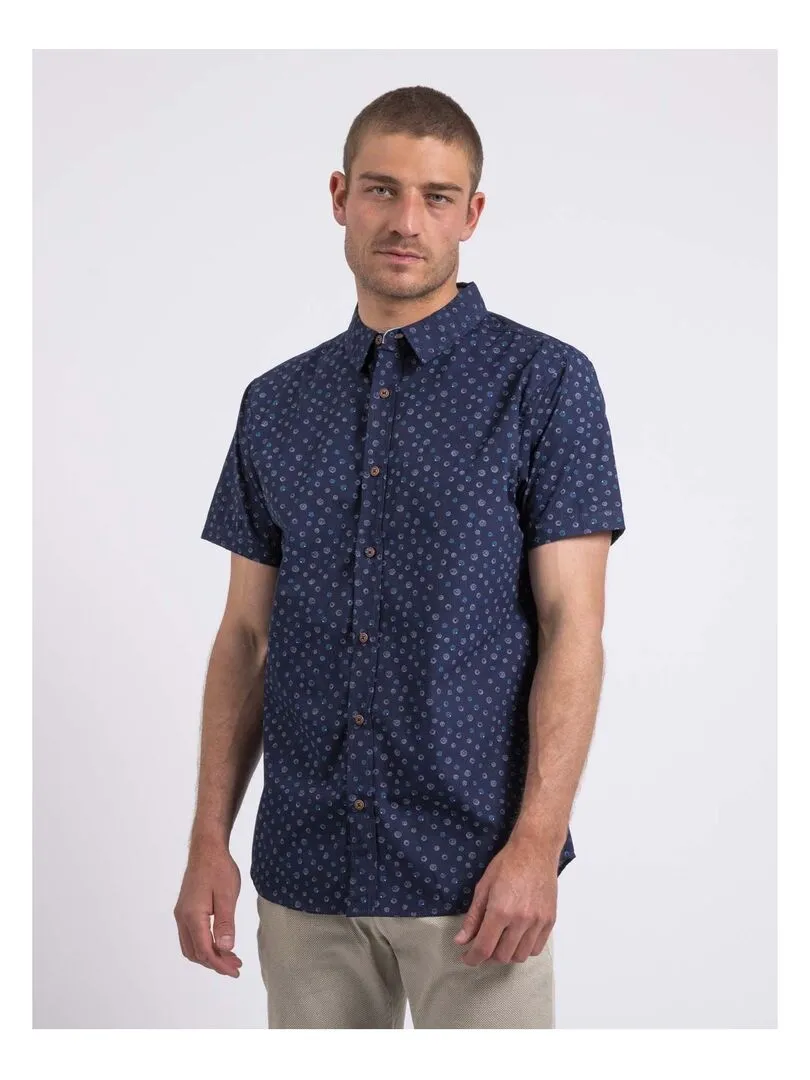 Chemise manches courtes motifs DAXARO - Bleu marine