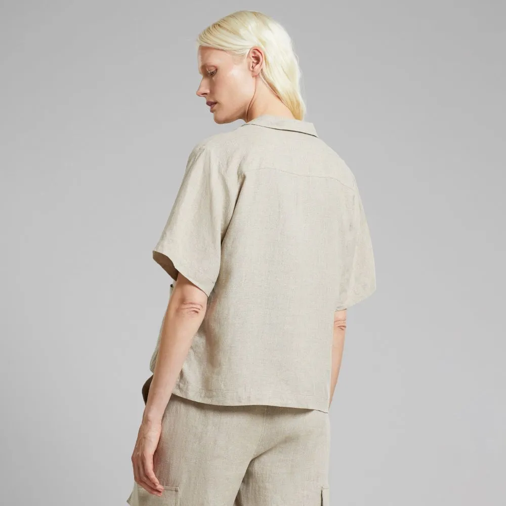 Chemisette brodée en lin | écru "shirt valje linen emb ecru" femme