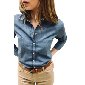 Chemisier Chiara en jean avec 2 poches poitrine