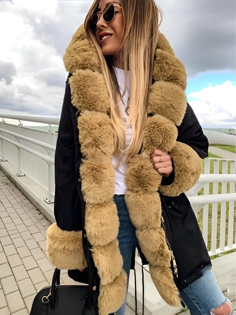 Clancy - Manteau en fourrure épais avec capuche