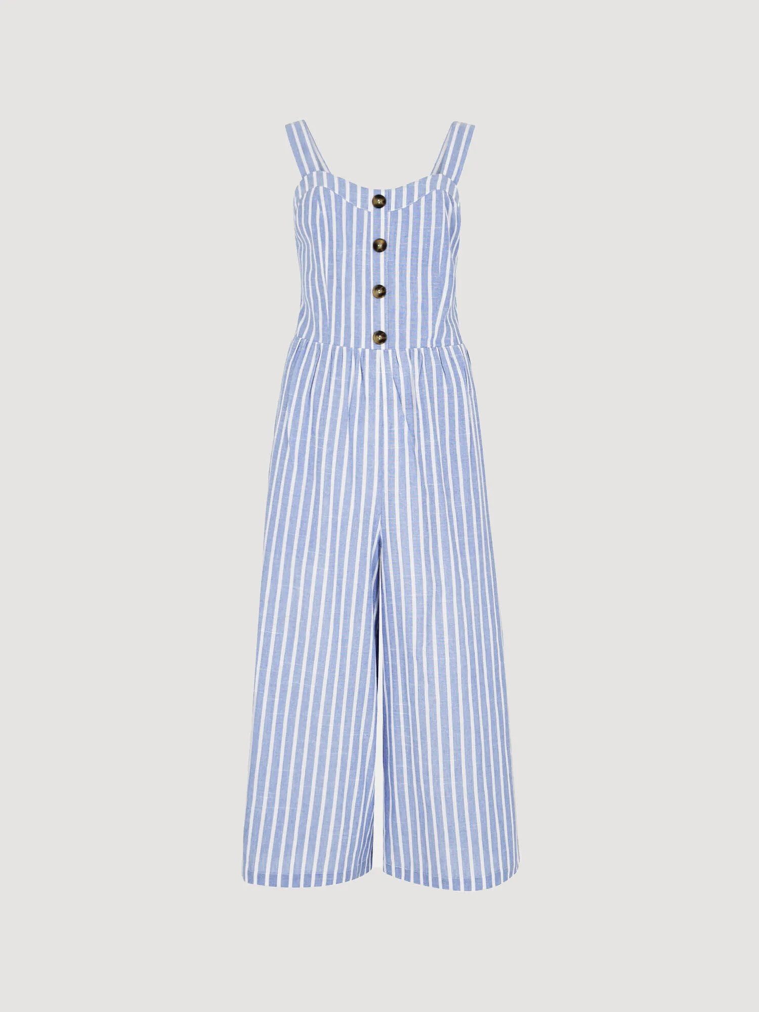 Combinaison Détaillée À Boutons Rayés Vêtements Apricot