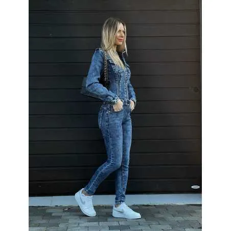 Combinaison en jean manches longues denim