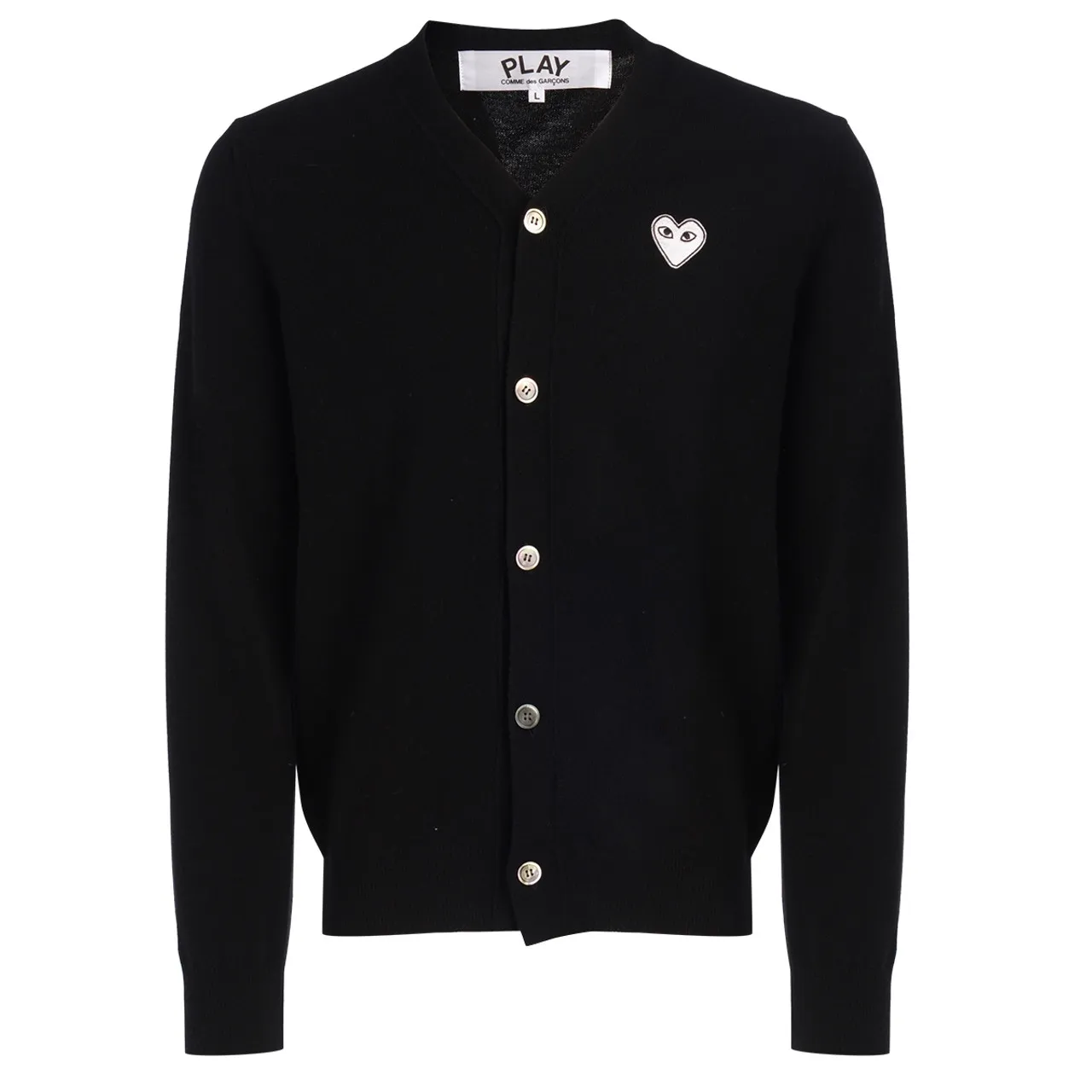 Comme Des Garçons Play Cardigan noir avec cœur blanc