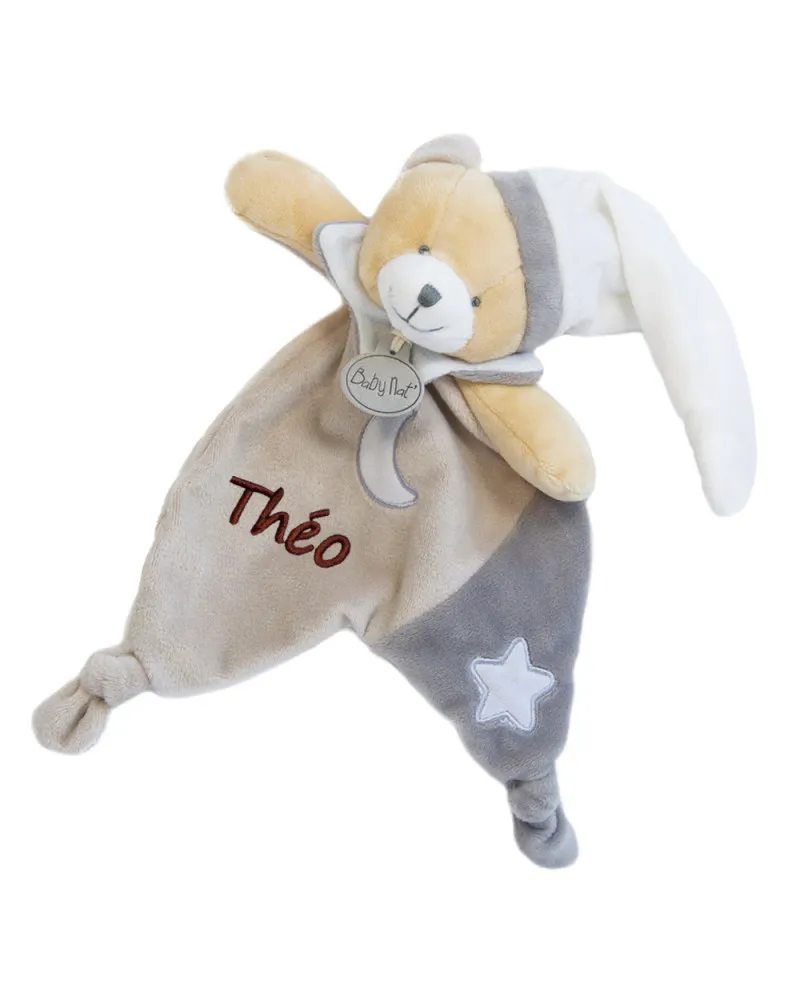 Doudou personnalisé luminescent lune - Ourson taupe