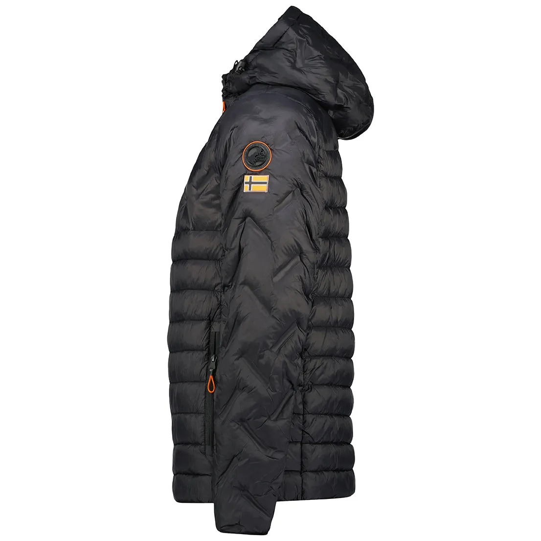 Geographical Norway Burator Homme - Parka avec Capuche, Poches zippées, Fermeture éclair centrale Noir