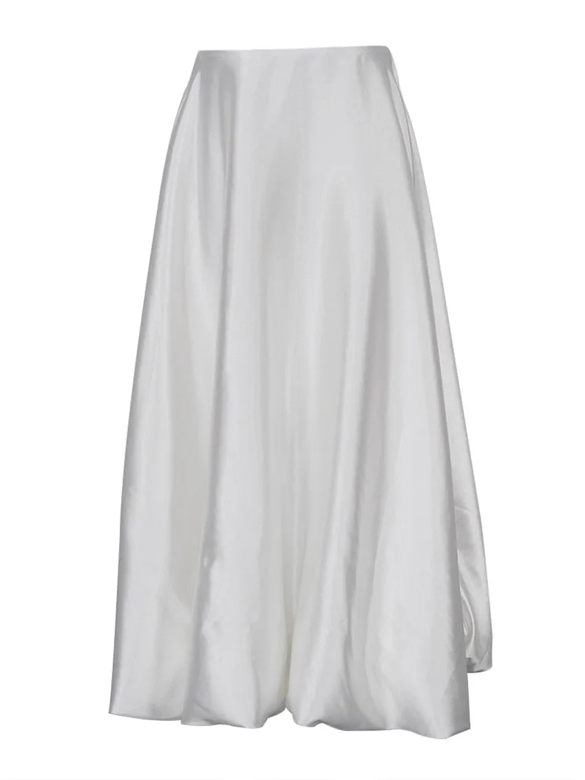 Ghislaine - Jupe élégante en satin beige pour dames