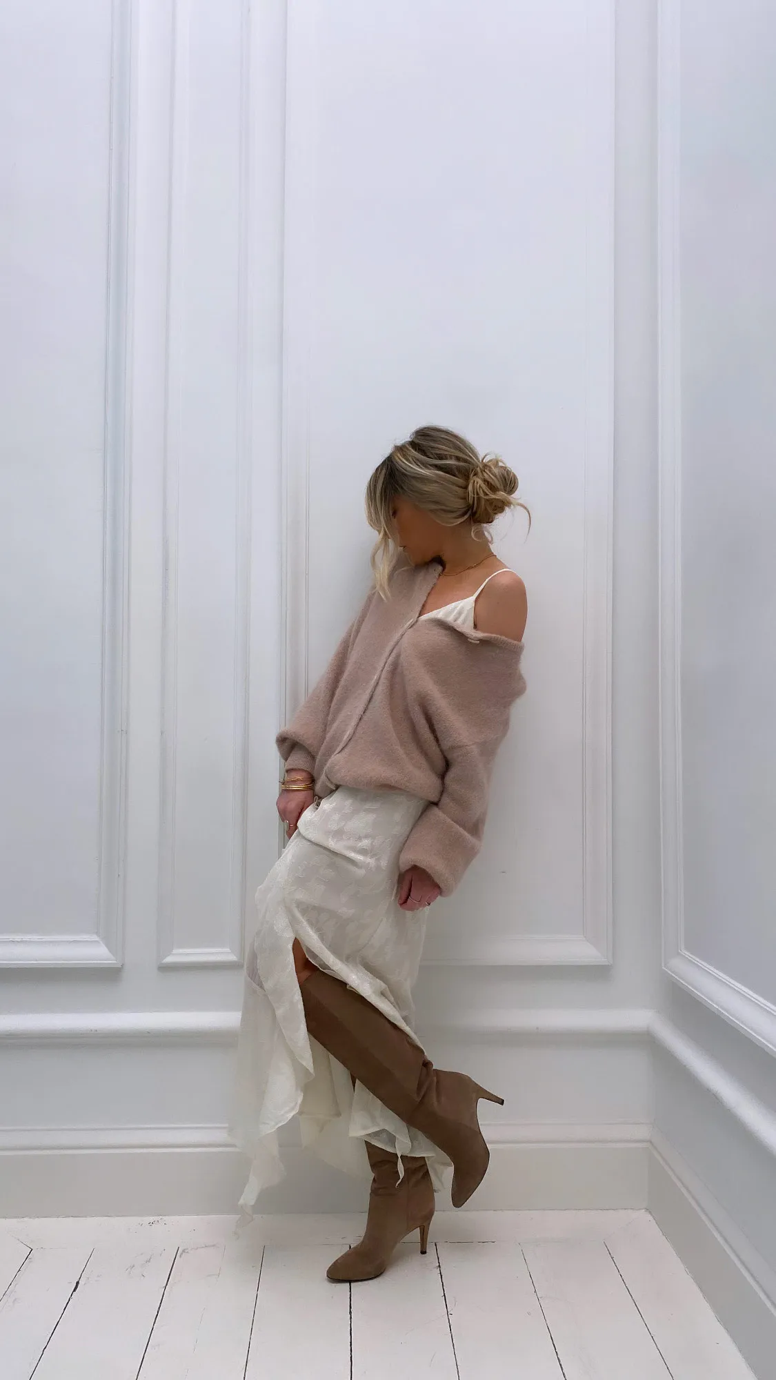 Gilet beige clair avec alpaga