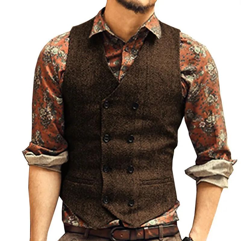 Gilet croisé vintage à chevrons et col en V