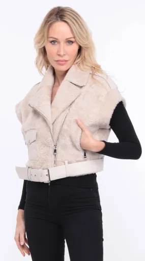 Gilet sans manches mouton écru femme