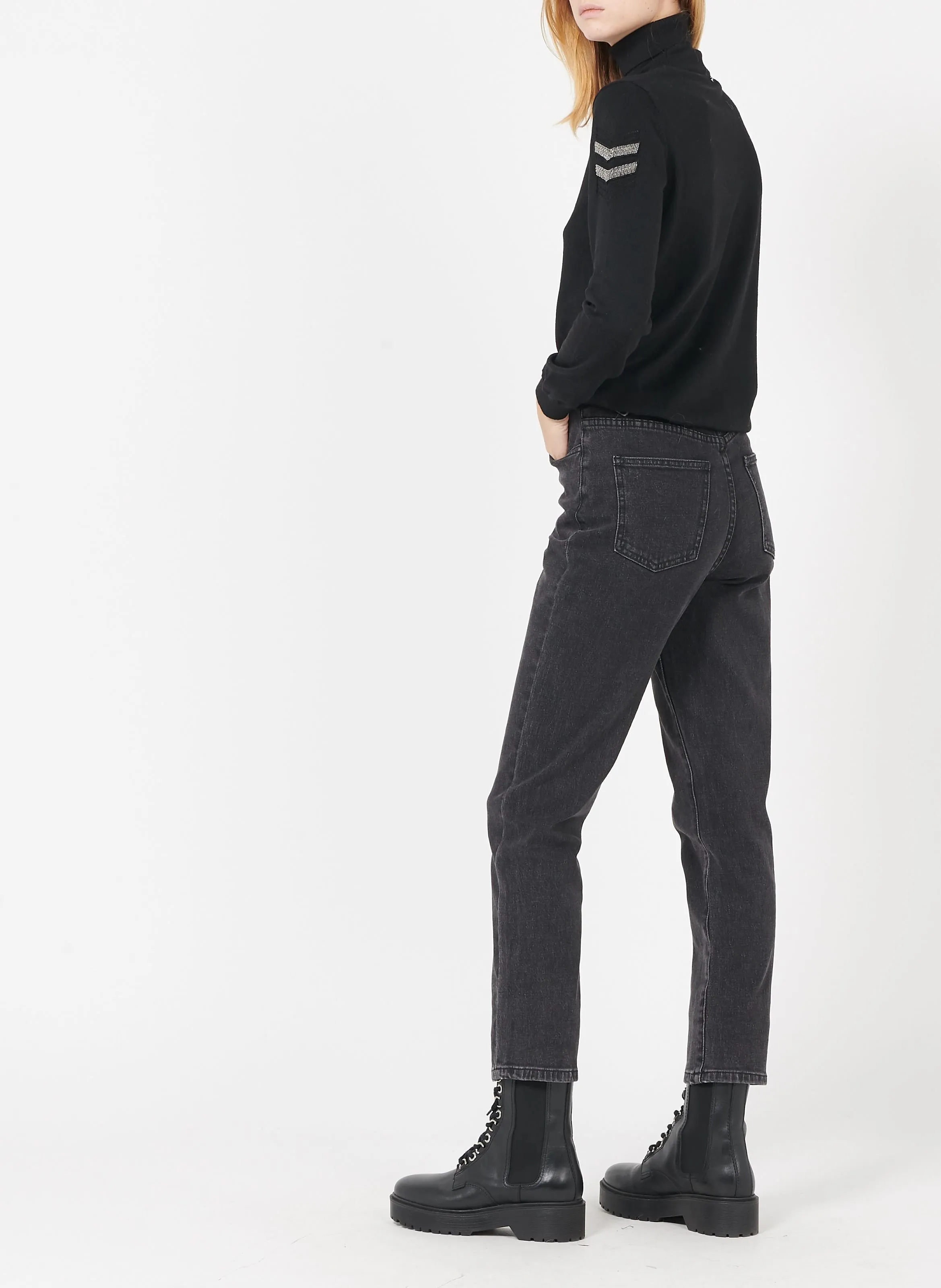 IKKS  Pull col roulé en maille - Noir