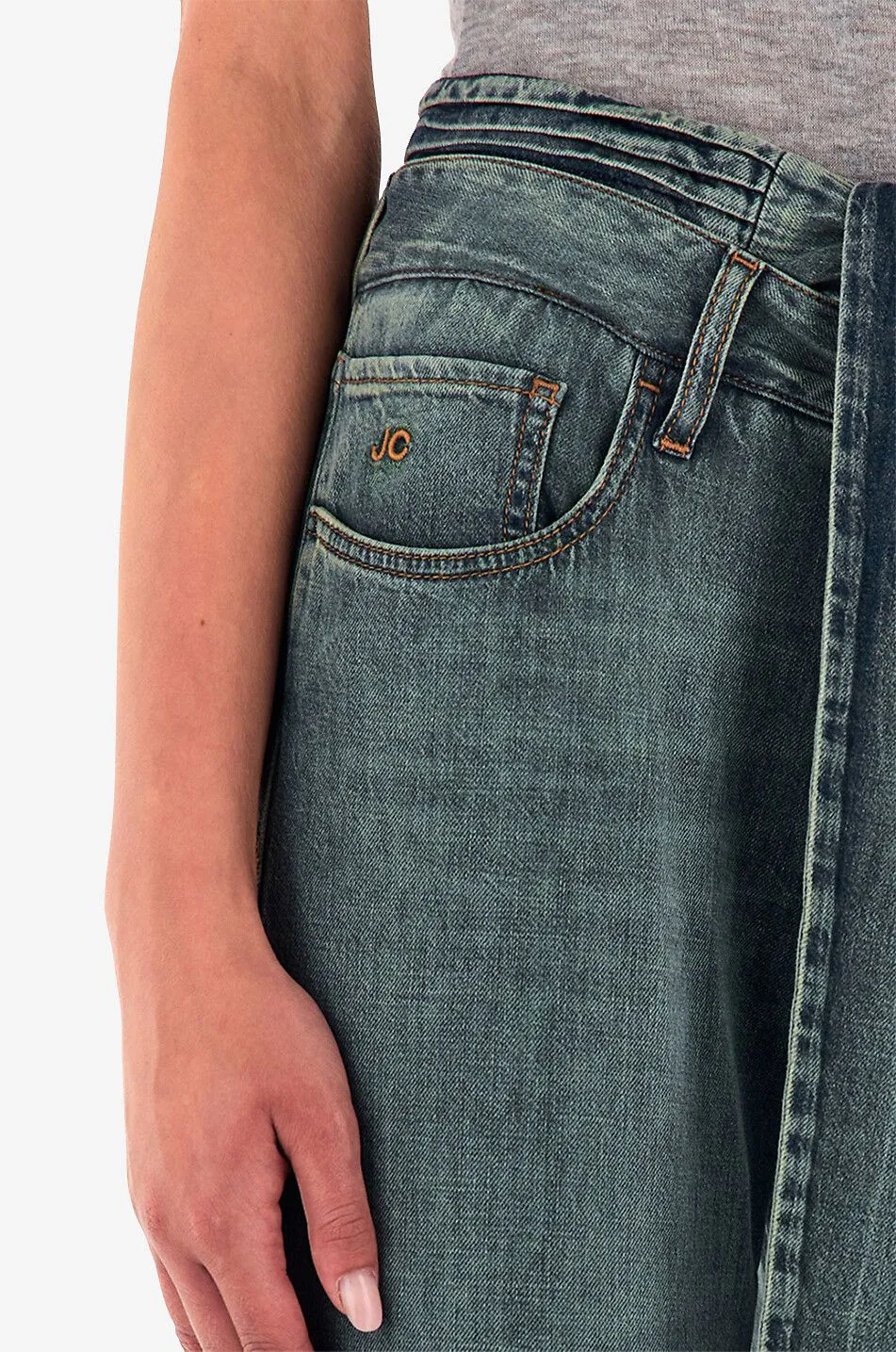 Jean large en coton avec ceinture à nouer