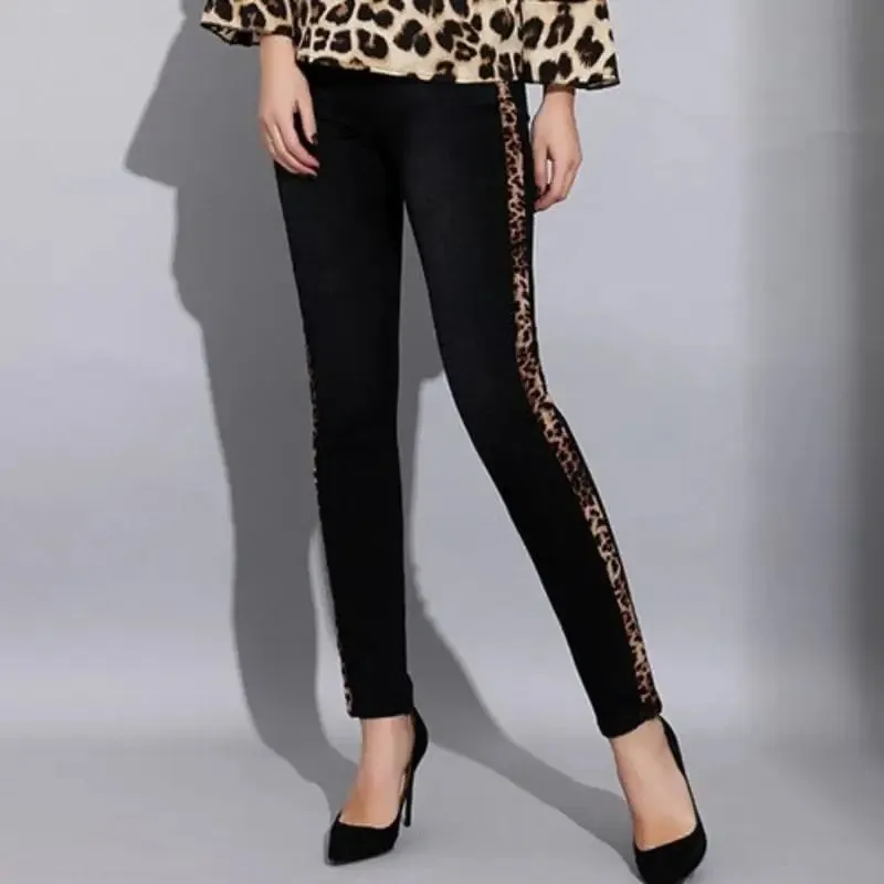 Jean Léopard Skinny Noir