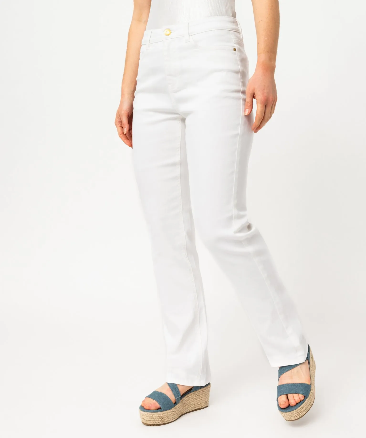jean regular taille haute femme blanc pantalons