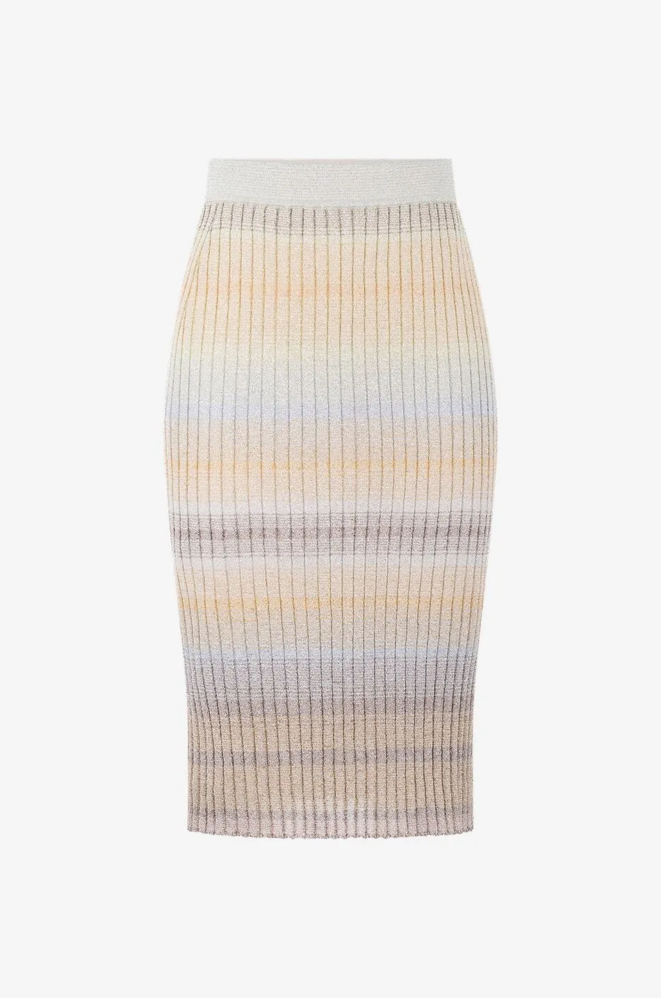 Jupe courte plissée rayée en maille lamée