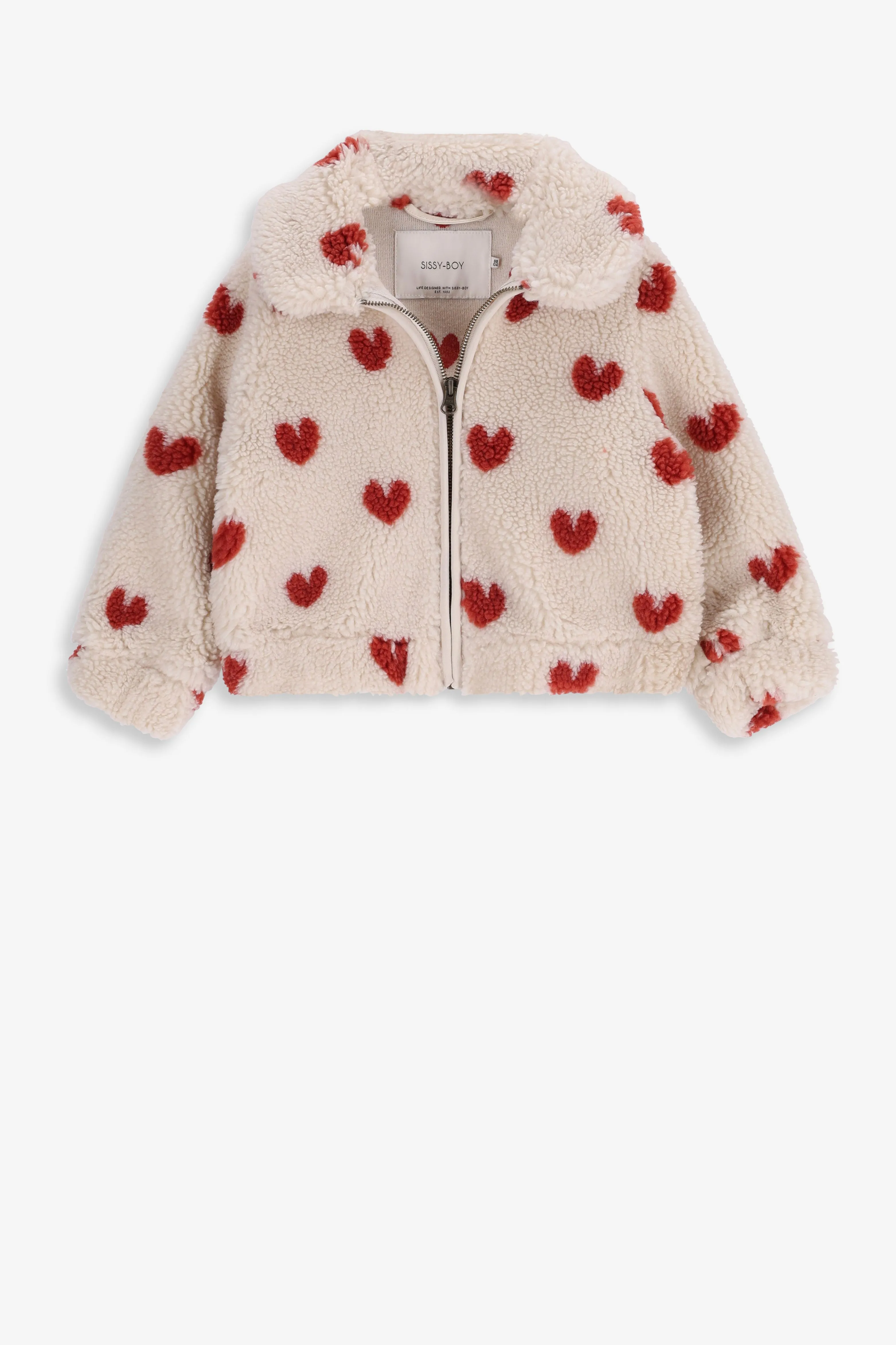 Manteau duveteux avec cœurs - beige