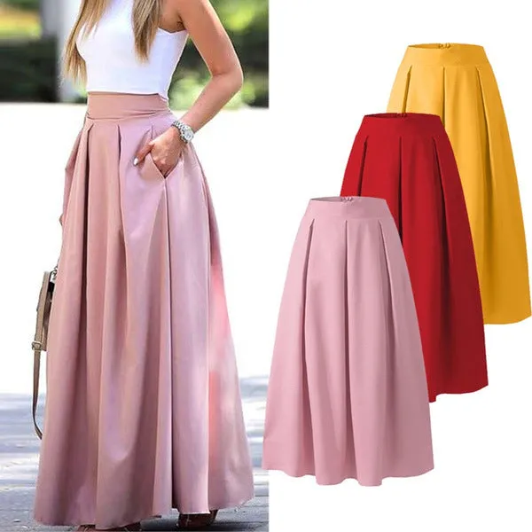 Marli - Jupe plissée unie à taille haute