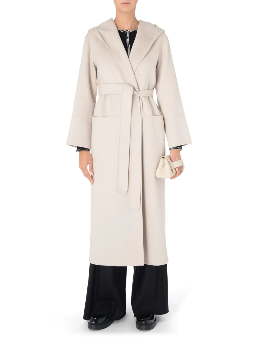 Max Mara S manteau robe de chambre en laine écru