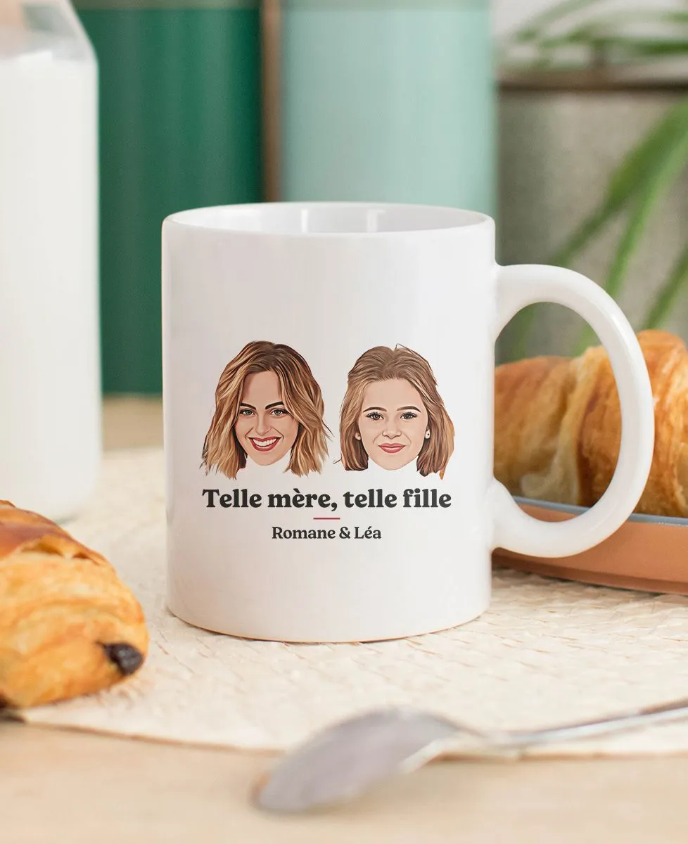 Mug Telle mère telle fille visage personnalisé