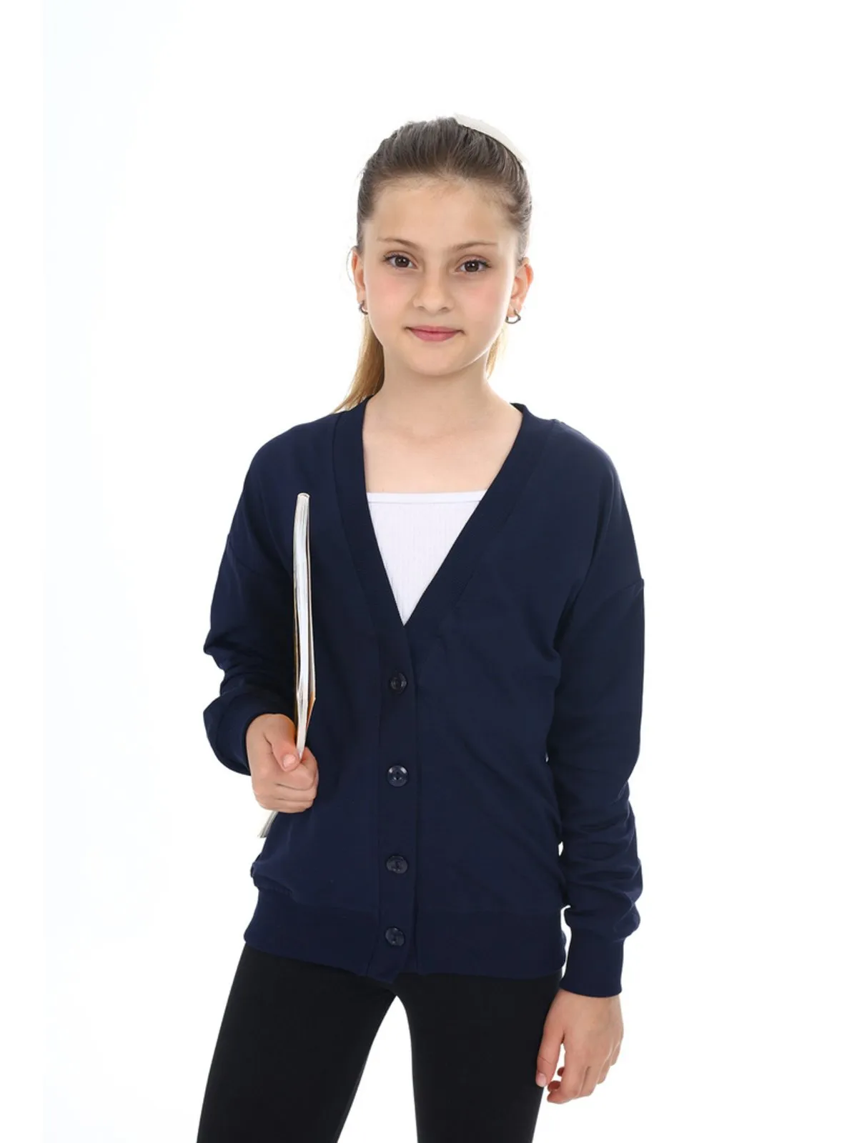 Navy Blue - Girls` Cardigan/Vest