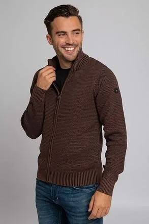 No Excess Cardigan Zipper Marron 21230964-040 commander en l