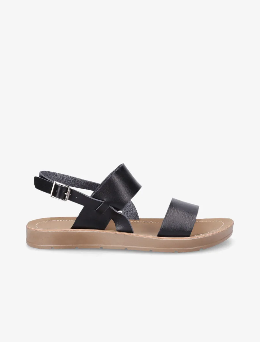 Nu-pieds basiques en simili - Noir
