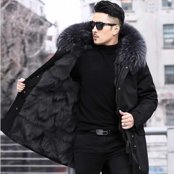 Olivier - Parka Hiver pour Hommes avec Doublure Chaude et Col en Fausse Fourrure