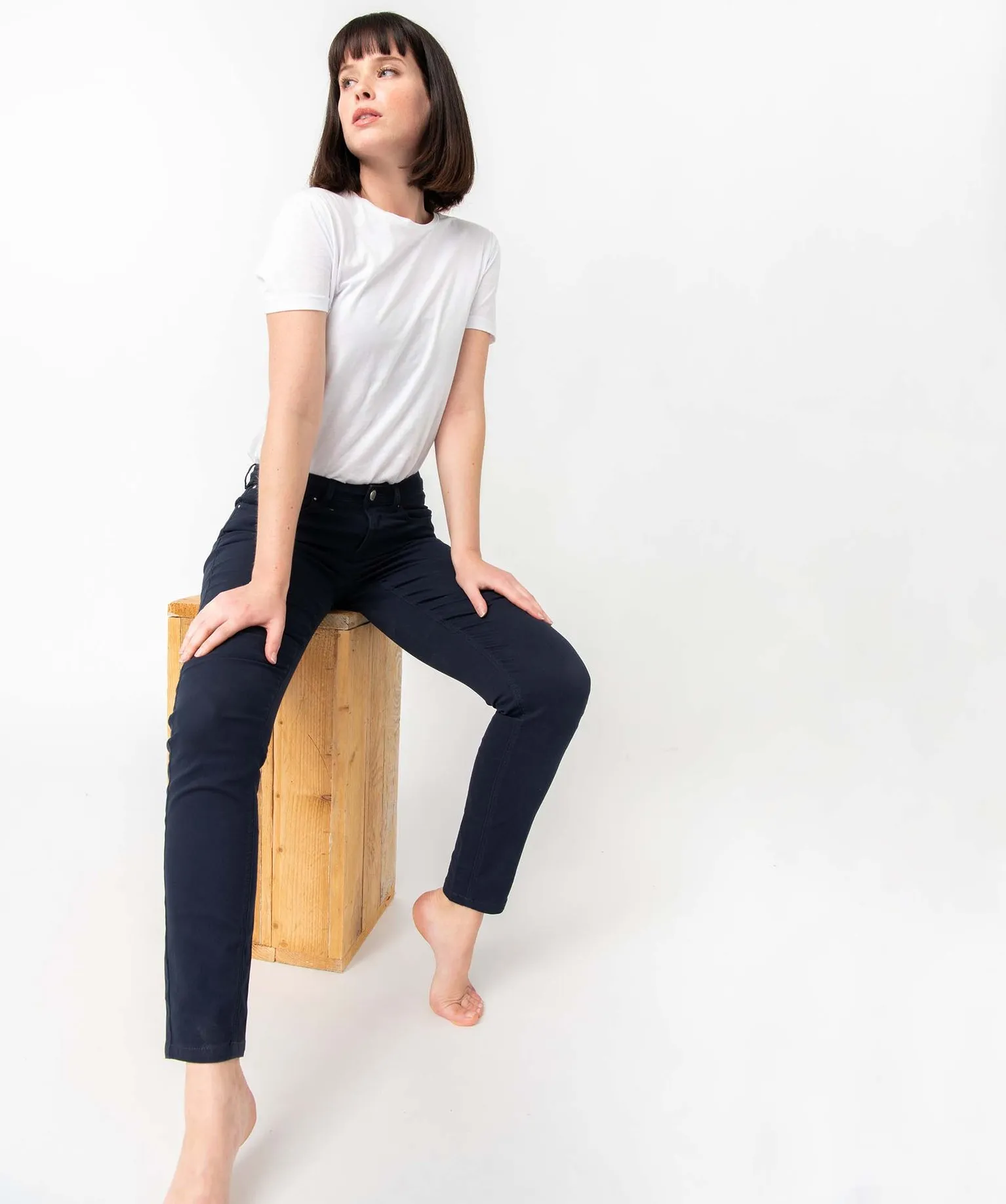 pantalon coupe slim taille normale femme bleu pantalons