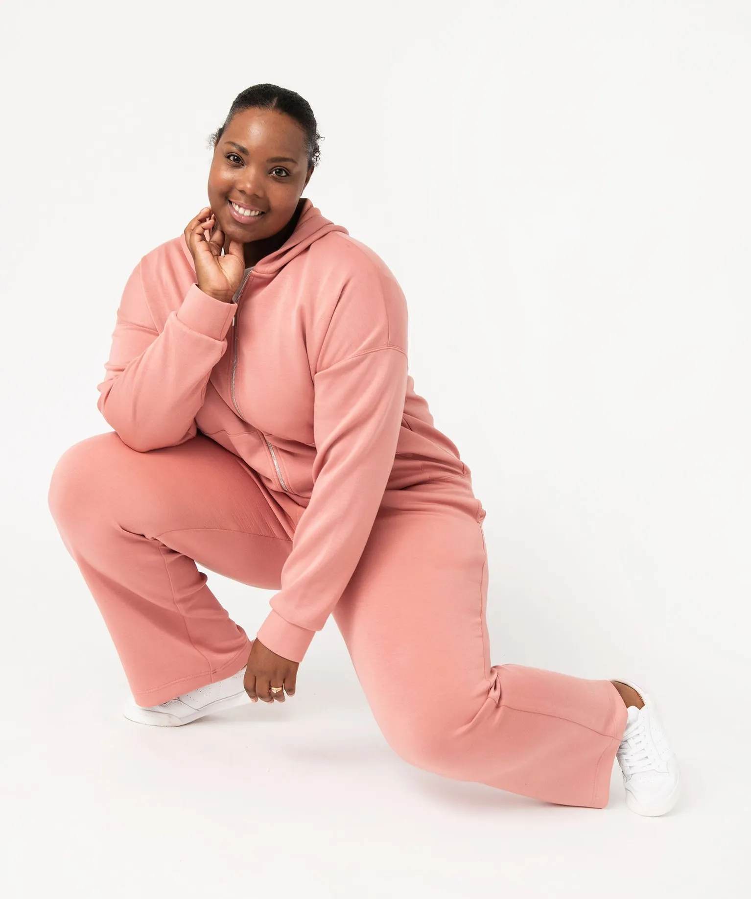 pantalon en maille avec ceinture elastique femme grande taille rose pantalons