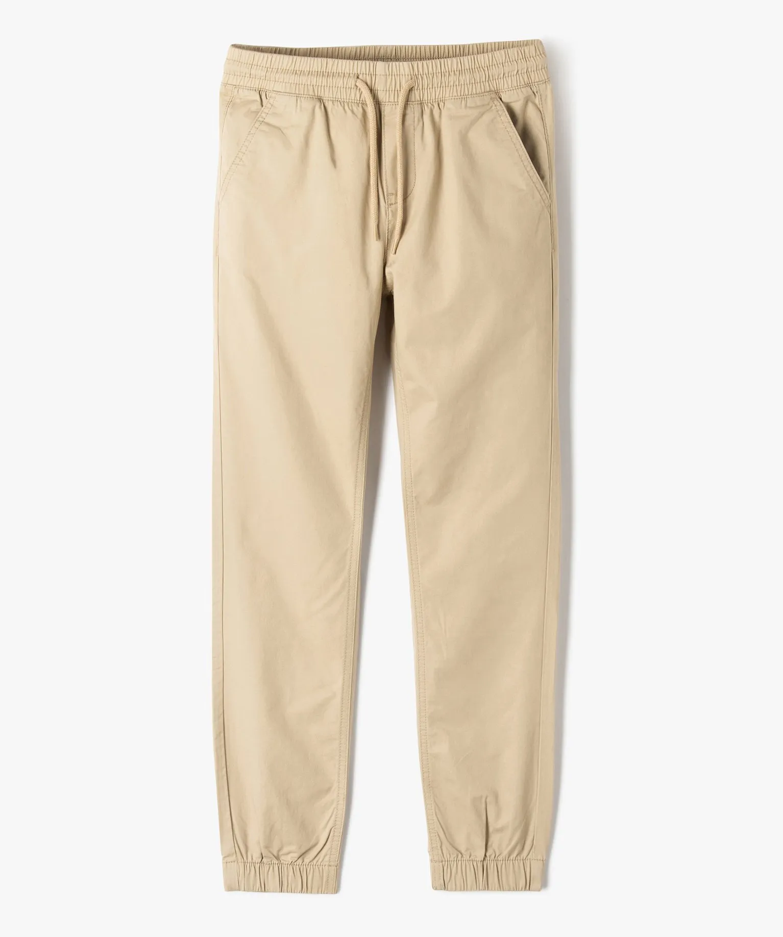 pantalon jogger en toile de coton coupe slim  garcon beige pantalons