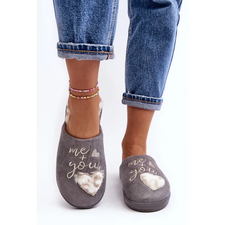 Pantoufles pour femmes gris brillant par Geraja