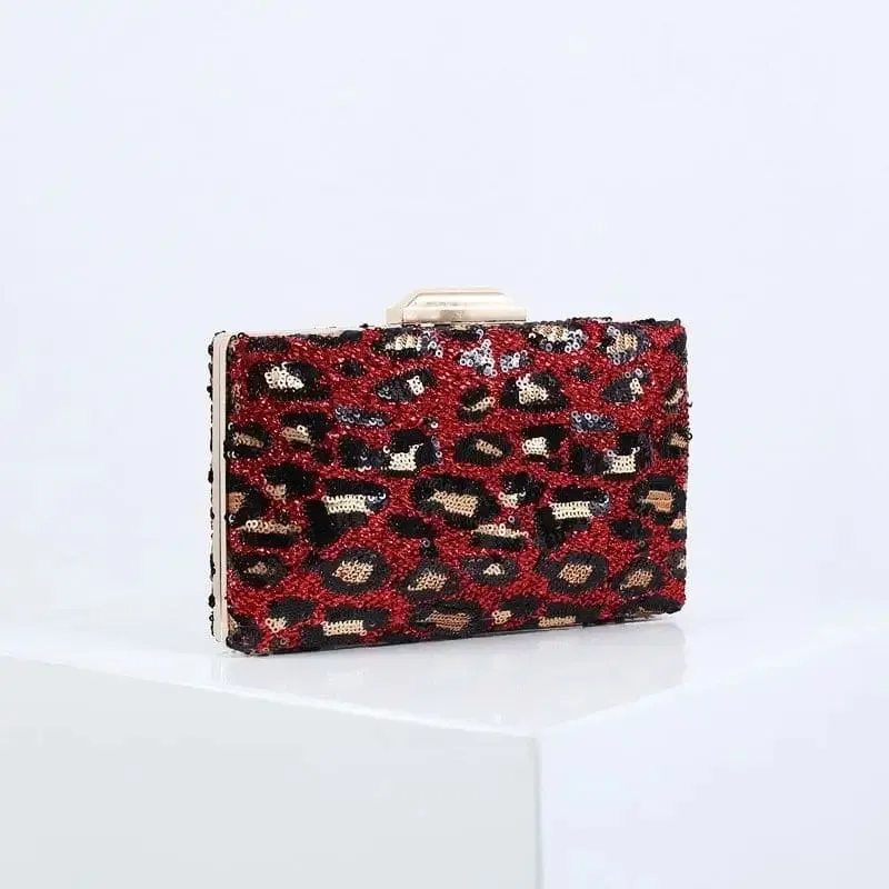 Pochette Léopard Minaudière Carrée