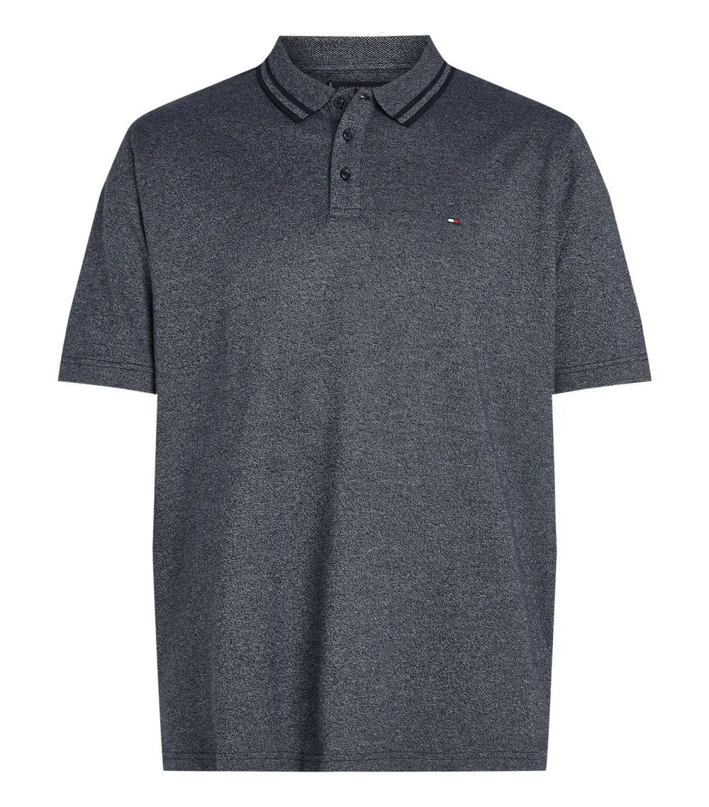 Polo droit col boutonné Tommy Hilfiger Big & Tall en en coton biologique bleu bleu marine chiné
