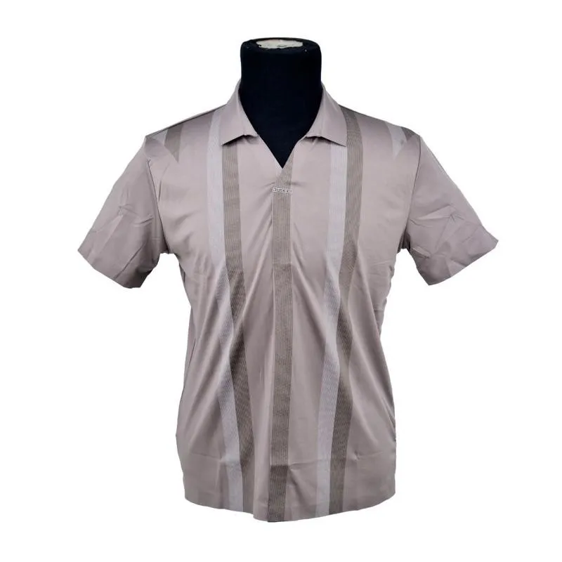 Polo homme beige larges rayures M à 3XL - TSH831