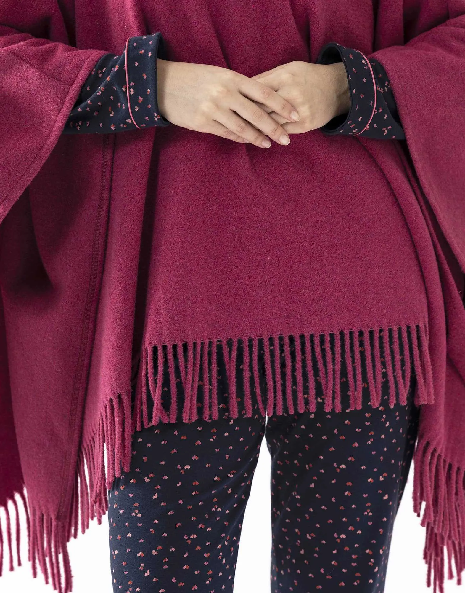 Poncho en laine FOEHN 671 pivoine