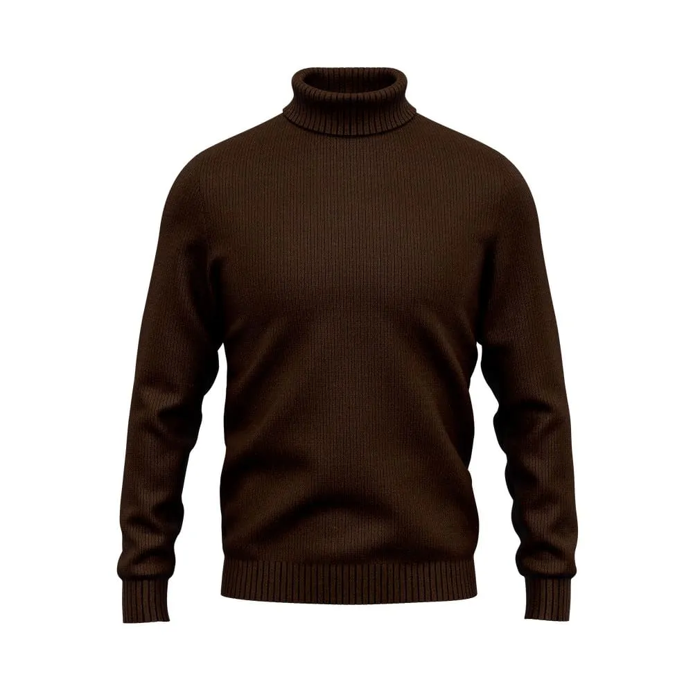 Pull col roulé marron