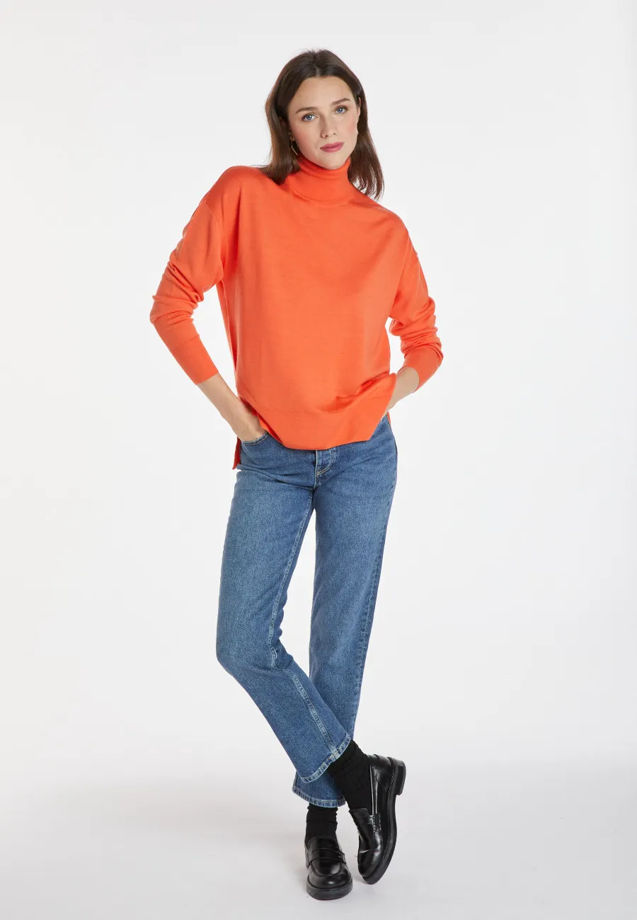 Pull col roulé à fentes laine mérinos - Amy