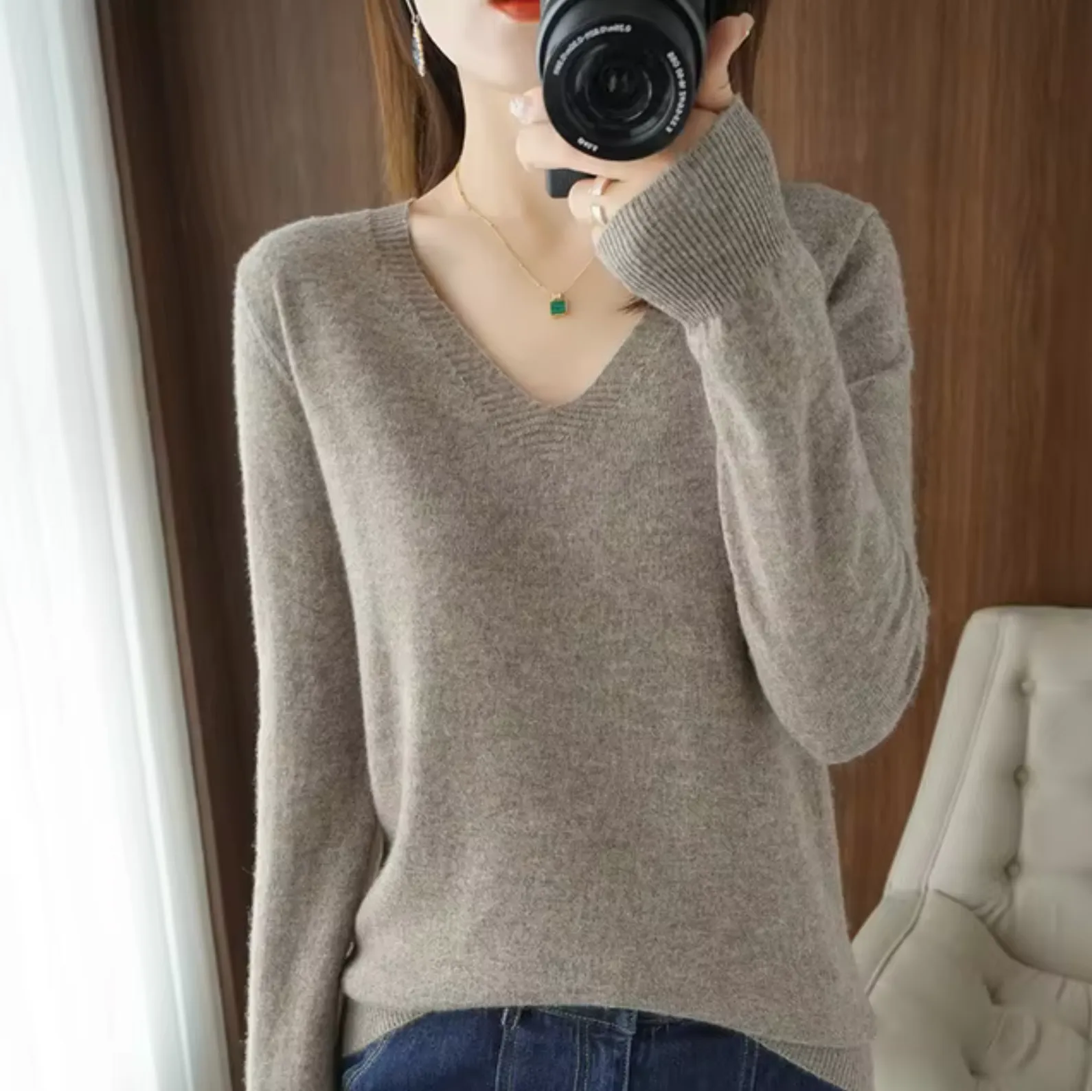 Pull en cachemire tricoté